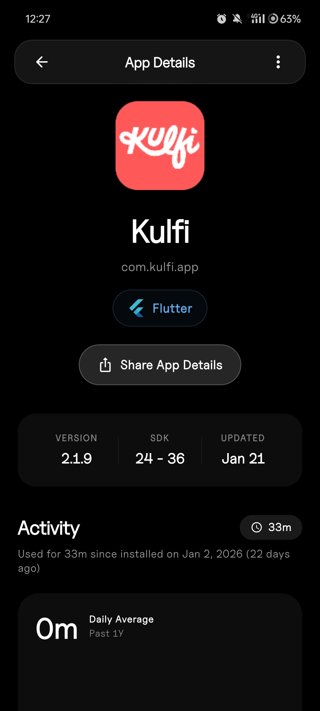 App Details dark mode