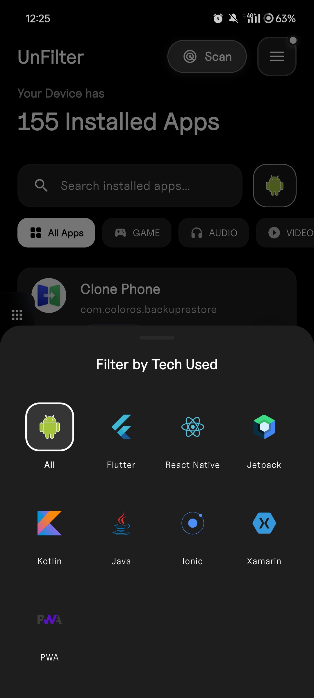 Stack Filters dark mode