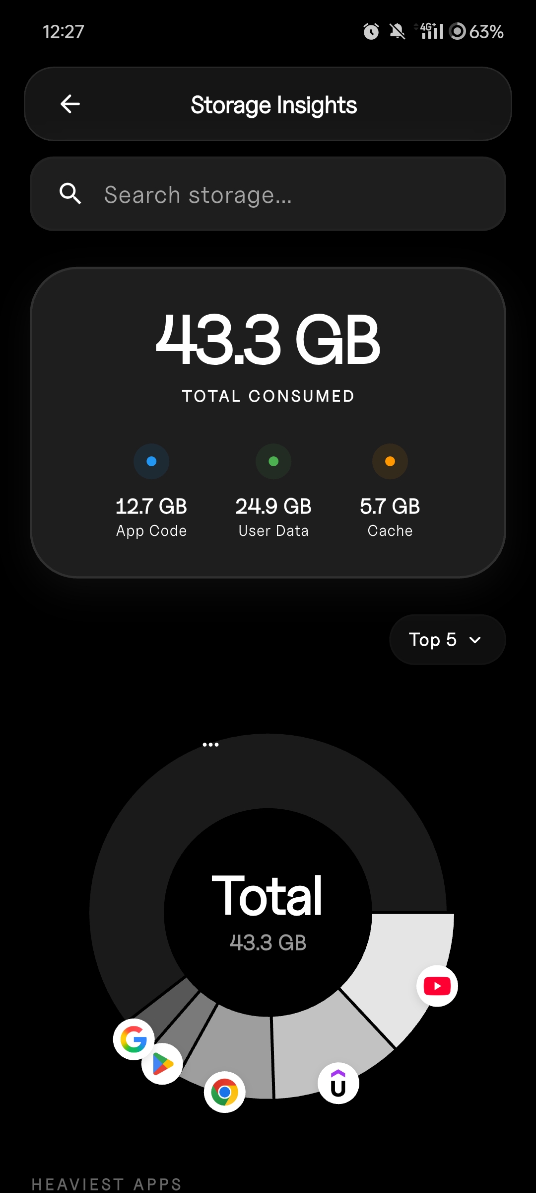 Storage Insights dark mode